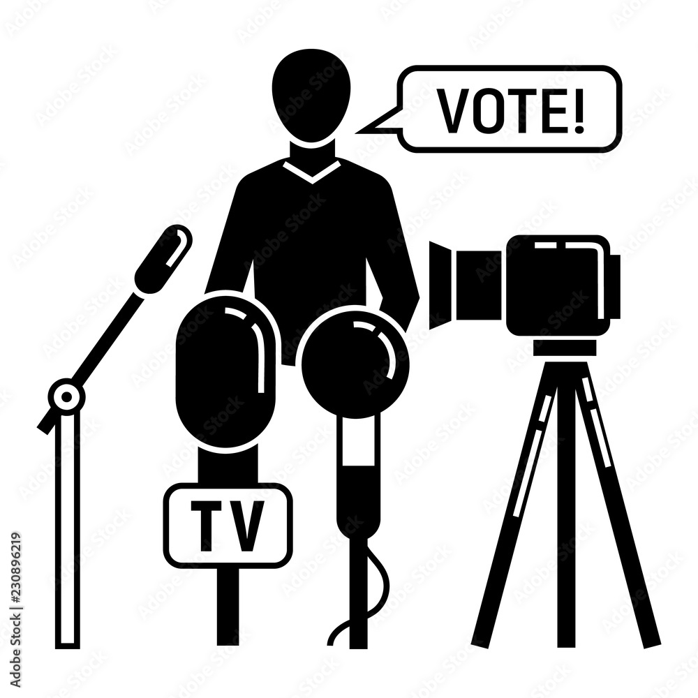 Poster political candidate interview icon. simple illustration of political candidate interview vector icon