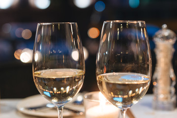 two glasses of wine on the table