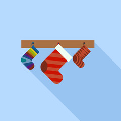 Christmas gift socks icon. Flat illustration of christmas gift socks vector icon for web design
