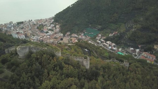 Castello di San Nicola Thoro-Plano above Maiori, aerial