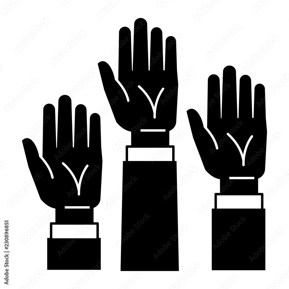 Poster hands up icon. simple illustration of hands up vector icon for web design isolated on white backgrou