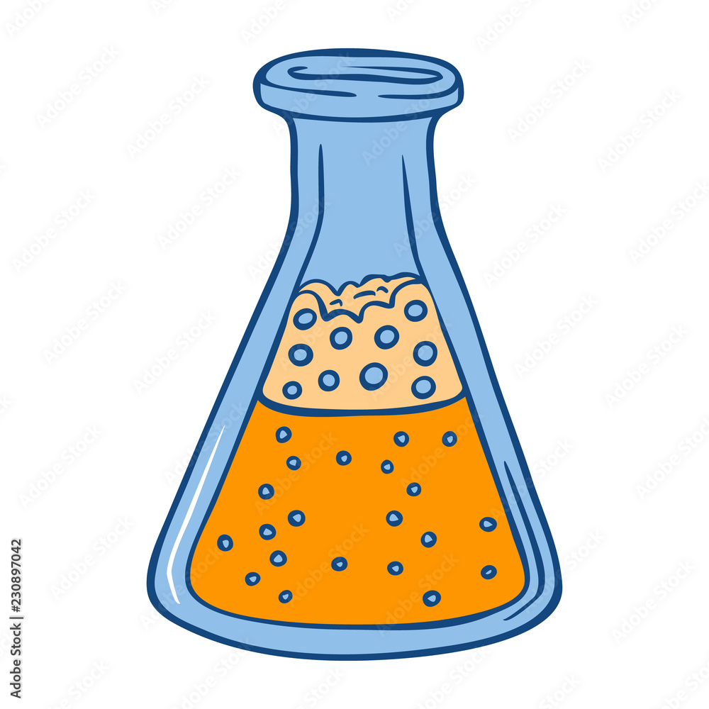 Poster orange flask icon. hand drawn illustration of orange flask vector icon for web design