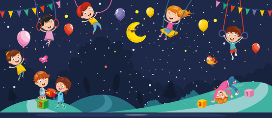 Vector Illustration Of Night Scene