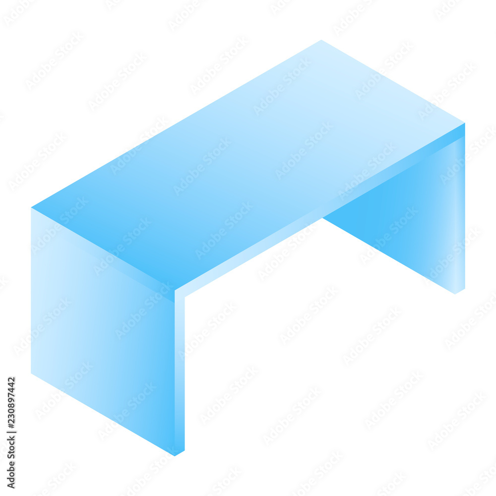 Poster office table icon. isometric of office table vector icon for web design isolated on white background
