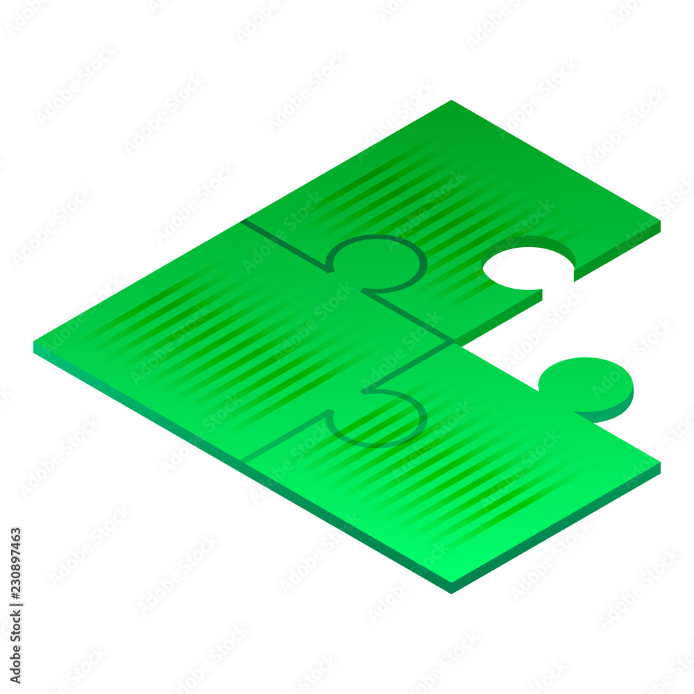 Poster green puzzle icon. isometric of green puzzle vector icon for web design isolated on white background