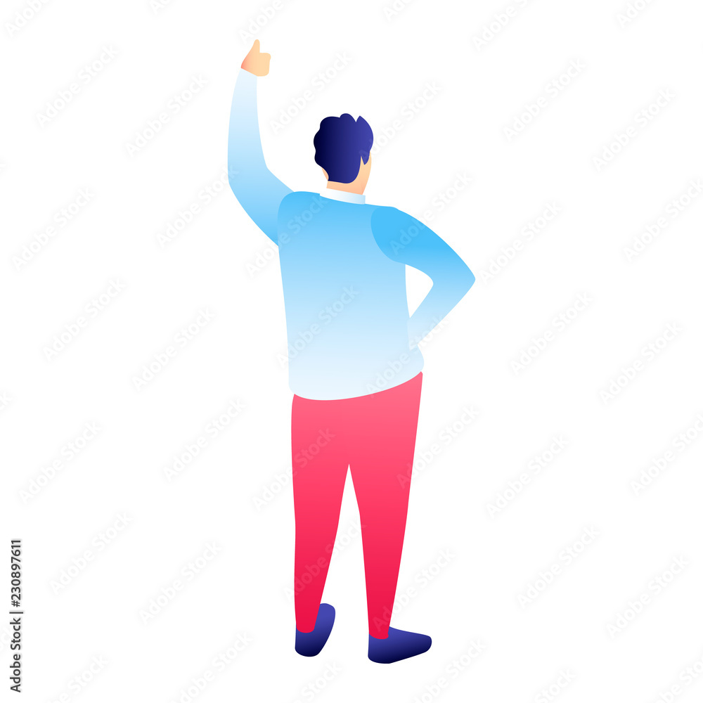 Poster man thumb up icon. isometric of man thumb up vector icon for web design isolated on white background