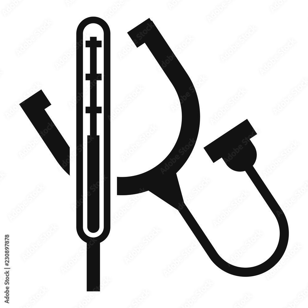 Poster stethoscope thermometer icon. simple illustration of stethoscope thermometer vector icon for web des