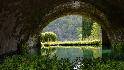 Fototapeta na wymiar Vault with water in the Garden of Alfabia, Mallorca, Spain