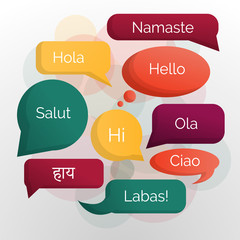 Hello bubble speech different concept background. Cartoon illustration of hello bubble speech different vector concept background for web design © nsit0108