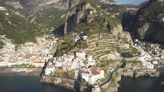 Town on Amalfi Coast, aerial