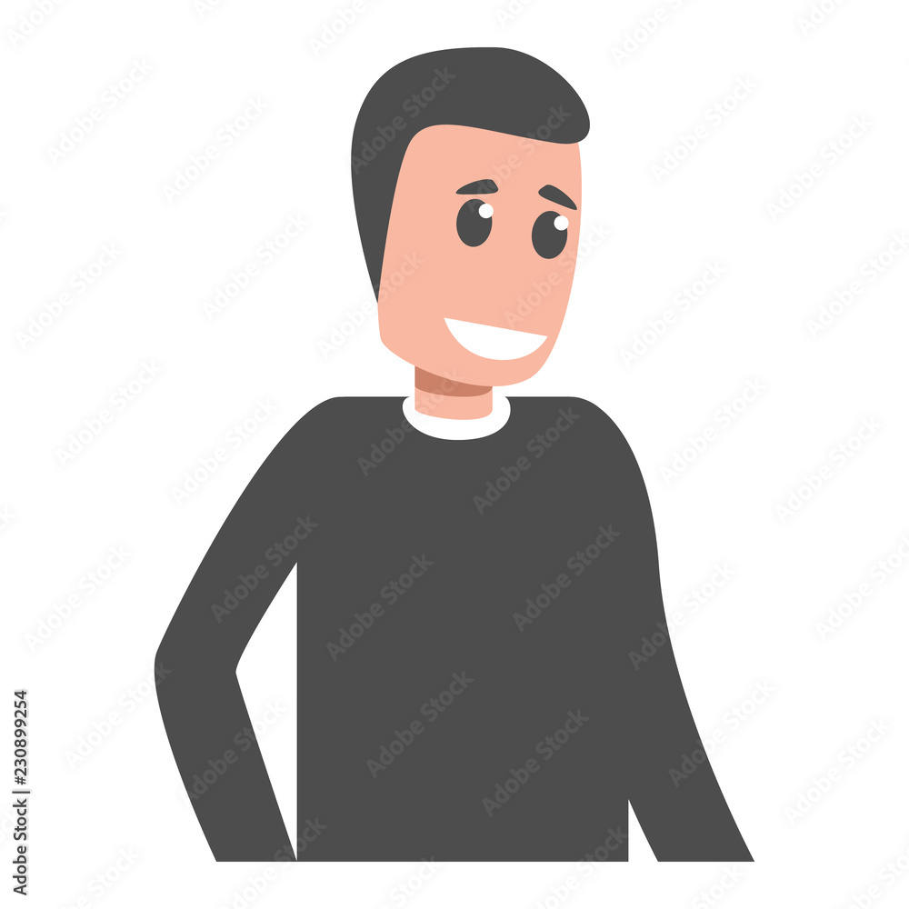 Poster smiling man icon. cartoon of smiling man vector icon for web design isolated on white background