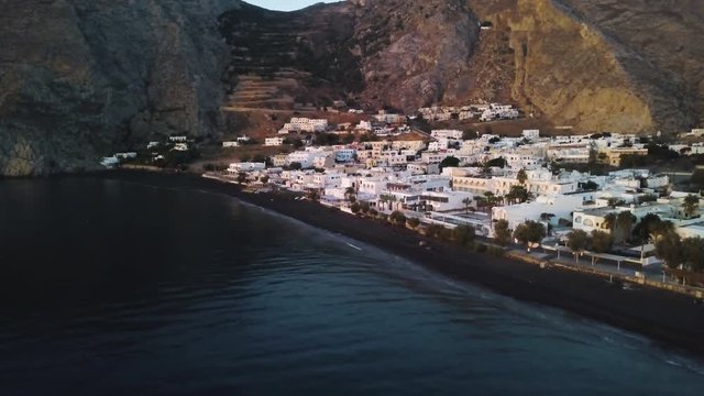 Aerial, town of Kamari on coast