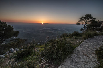 View from Santuari de Sant Salvador, Mallorca/ Spain at Sunrise