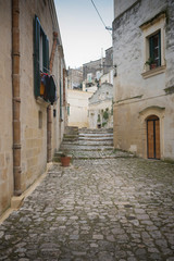 Fototapeta premium The Sassi of matera, ancient town, matera landscape by day, details of the Sassi of Matera, ancient city, landscape by day, historical center