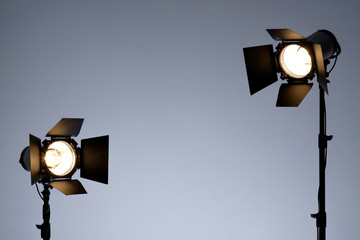 Equipment for photo studios and fashion photography. Light gray background. Ready to shoot concept.