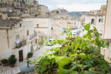 Matera, Basilicata, Italy: picturesque ancient alley in the old town called Sassi di Matera of the city European Capital of Culture 2019