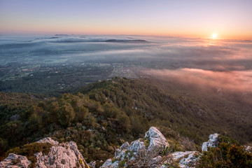 Fototapeta na wymiar View from Santuari de Sant Salvador, Mallorca/ Spain at Sunrise