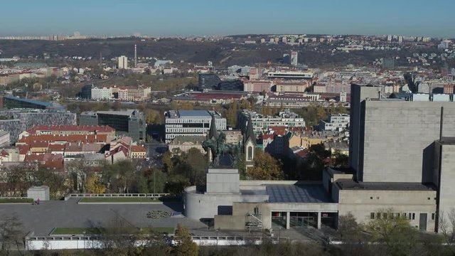 Drone aerial Prague National Monument on the Veitsberg