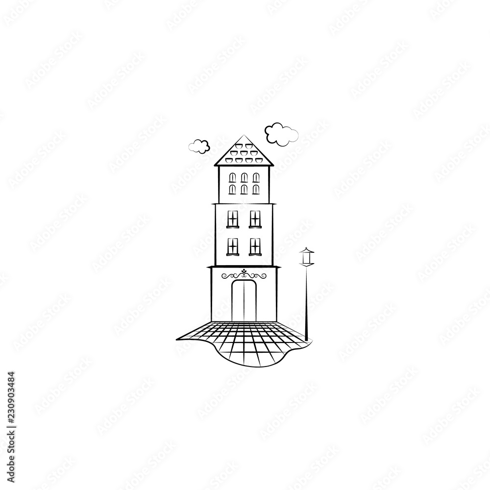 Poster home_ lantern icon. element of hand drawn imaginary house icon for mobile concept and web apps. hand