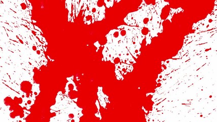 Red ink paint splatter on white background