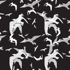 Abstract pattern of bird on the black background