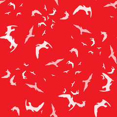 Seamless pattern of bird on the red background