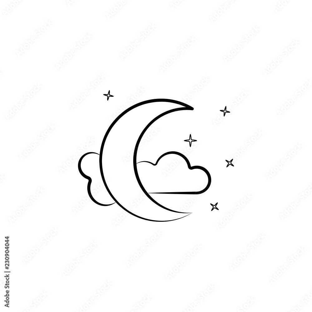 Aufkleber crescent moon icon. element of dia de muertos icon for mobile concept and web apps. hand drawn cresc
