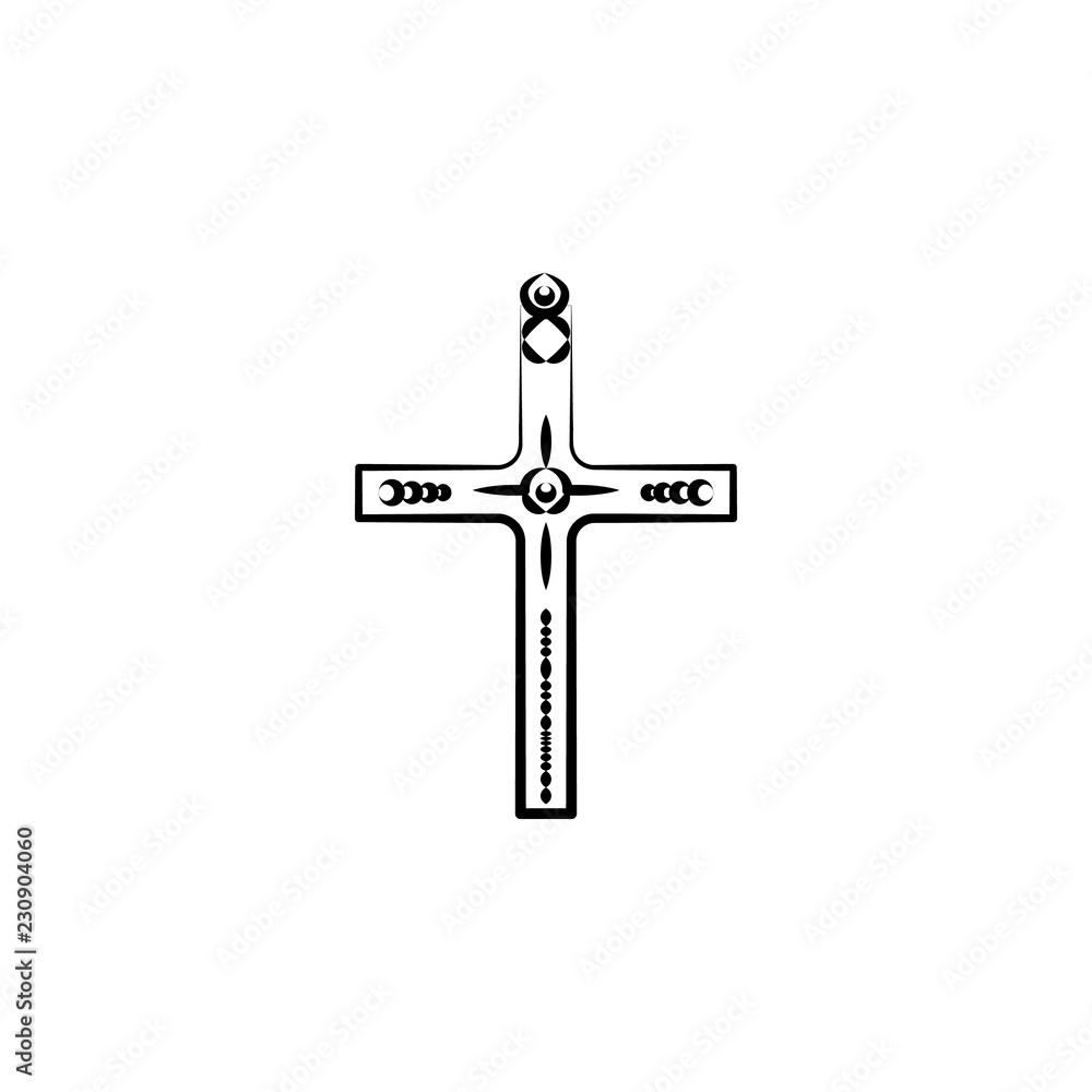 Poster cross icon. element of dia de muertos icon for mobile concept and web apps. hand drawn cross icon ca