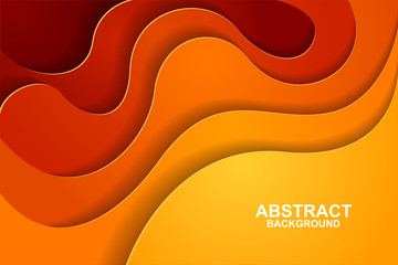 Abstract background design with orange paper cut shapes. Paper cut vector illustration for banner, presentation, and invitation. Paper art and craft style.