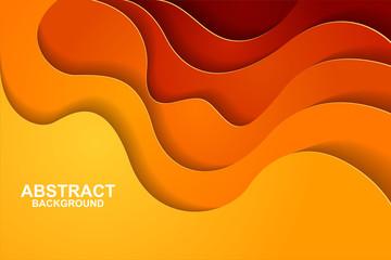 Abstract background design with orange paper cut shapes. Paper cut vector illustration for banner, presentation, and invitation. Paper art and craft style.