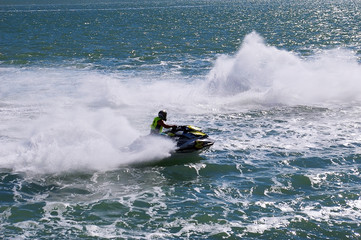 carreras de motos de agua en la bahia de Cadiz capital, Andalucia. Espa&ntilde;a. Europa
