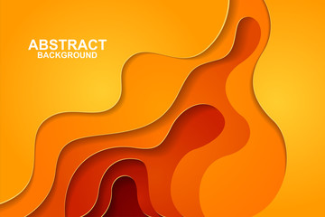 Abstract background design with orange paper cut shapes. Paper cut vector illustration for banner, presentation, and invitation. Paper art and craft style.
