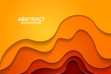 Abstract background design with orange paper cut shapes. Paper cut vector illustration for banner, presentation, and invitation. Paper art and craft style.