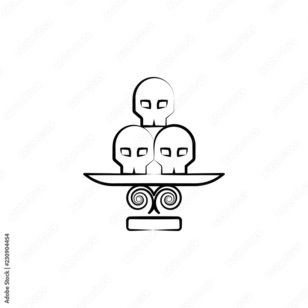 Poster skull icon. element of dia de muertos icon for mobile concept and web apps. hand drawn skull icon ca