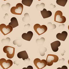 Fototapeta na wymiar Seamless chocolate pattern with sweetmeat in form heart. EPS10 vector.