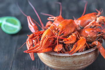 Bowl of boiled crayfish