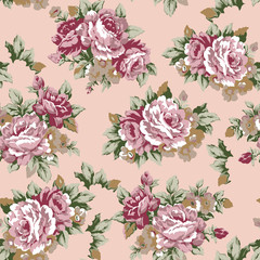 Shabby roses vintage seamless pattern