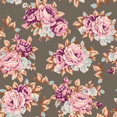 Fotobehang Shabby roses vintage seamless pattern © EnginKorkmaz