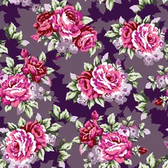 Tuinposter Shabby roses vintage seamless pattern © EnginKorkmaz