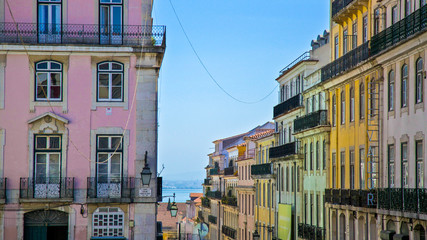 narrow street in lisbon portugal