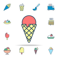 ice cream in horn colored icon. Ice cream icons universal set for web and mobile