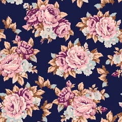 Keuken foto achterwand Rozen Shabby rozen vintage naadloos patroon