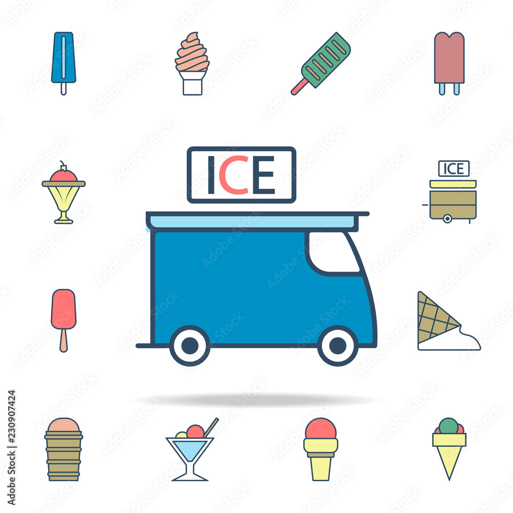 Poster ice cream sales machine colored icon. ice cream icons universal set for web and mobile