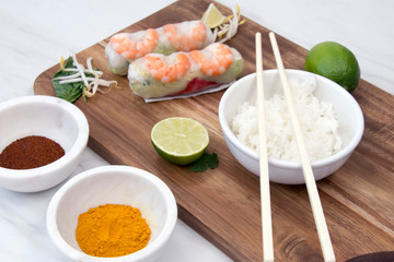 cooking thai curry and rice in the kitchen 