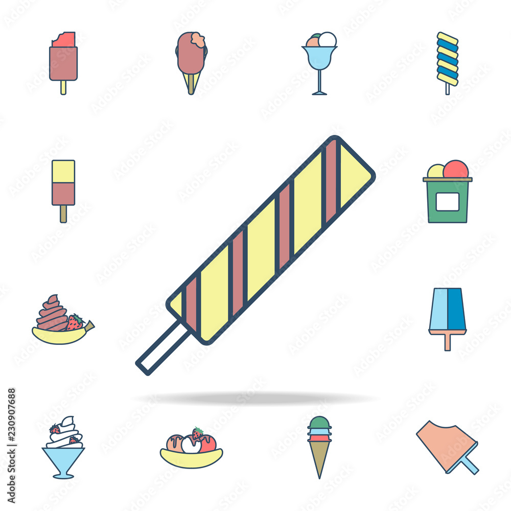 Poster ice cream on stick colored icon. ice cream icons universal set for web and mobile