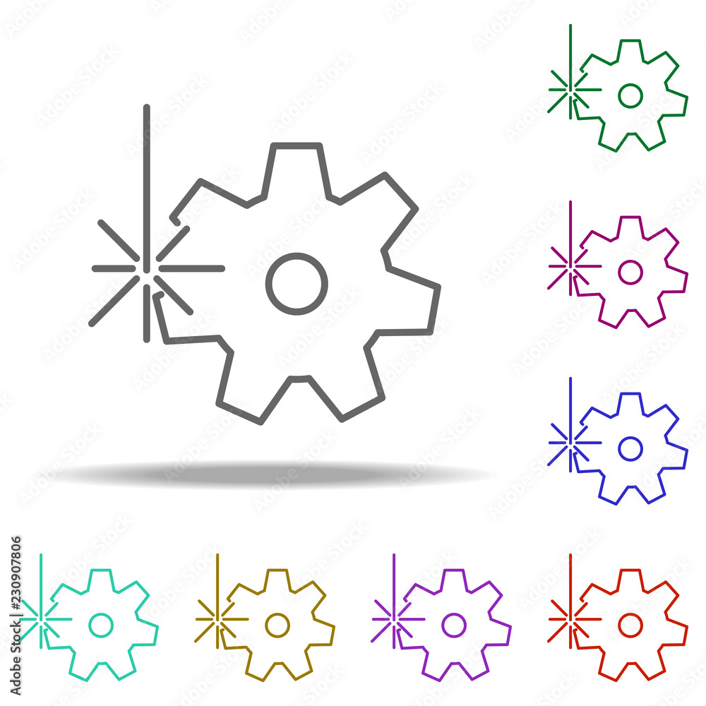 Poster cogwheel icon. elements of laser in multi color style icons. simple icon for websites, web design, m