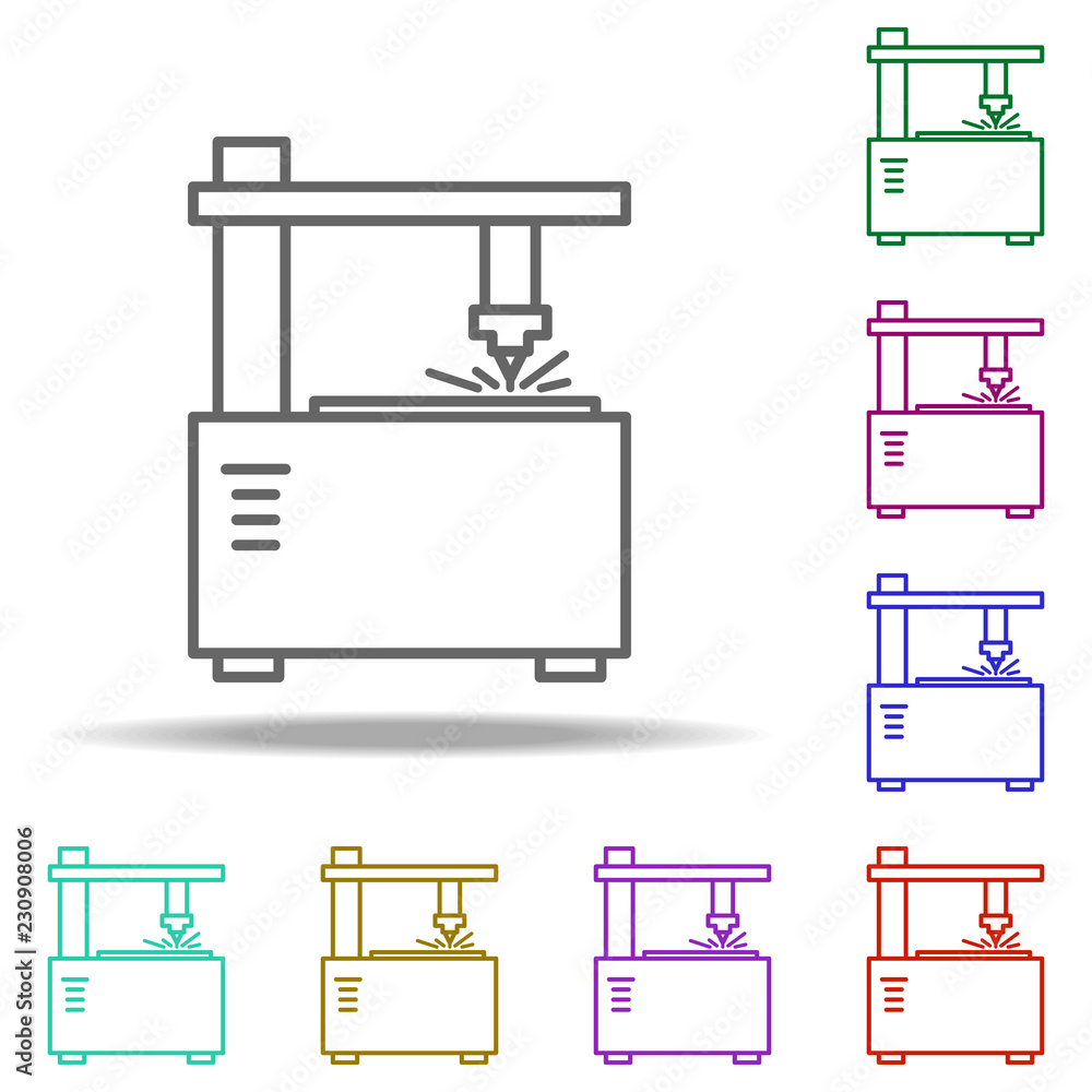Poster laser machine icon. elements of laser in multi color style icons. simple icon for websites, web desi