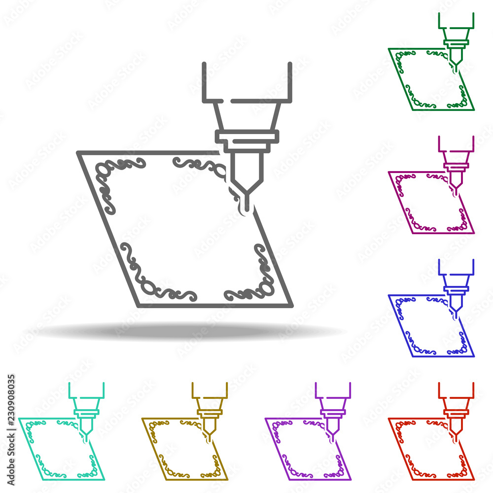 Poster tile engraving icon. elements of laser in multi color style icons. simple icon for websites, web des
