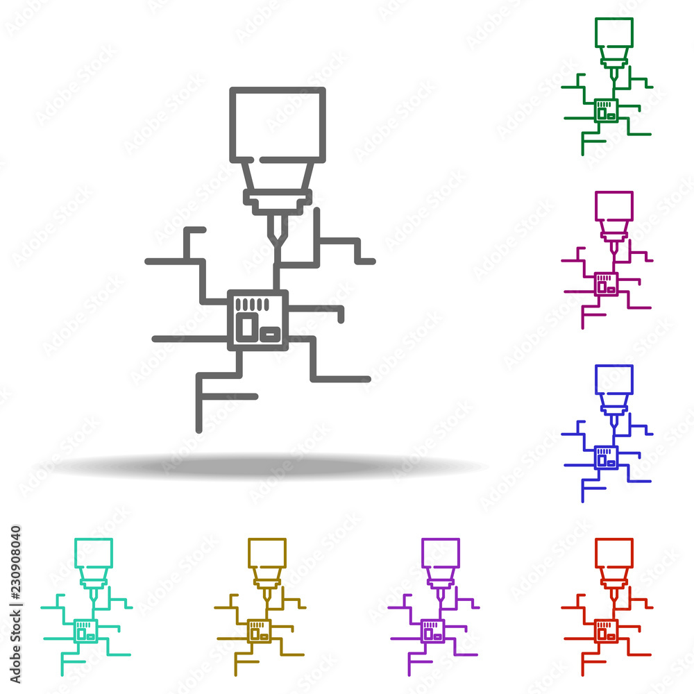 Poster microchip icon. elements of laser in multi color style icons. simple icon for websites, web design, 