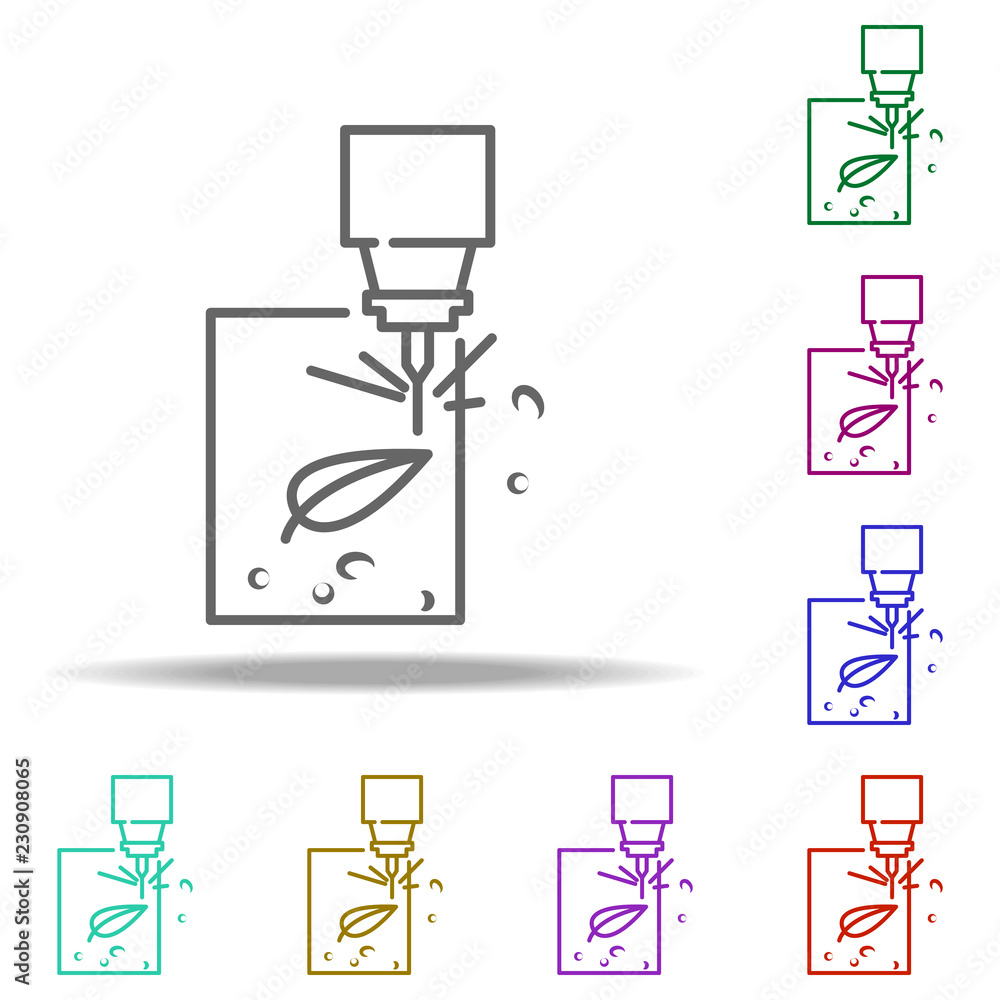 Poster wooden cutting icon. elements of laser in multi color style icons. simple icon for websites, web des